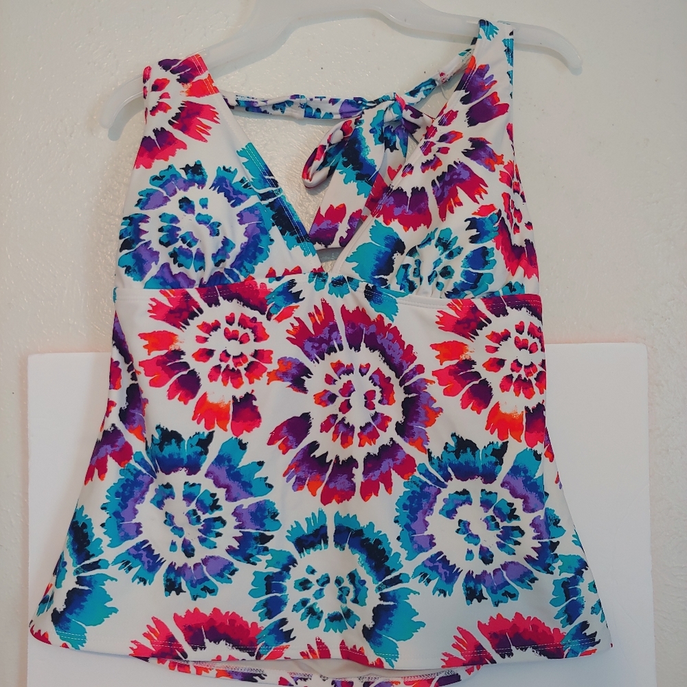 Catalina Multi Color Floral Tankini Top SZ 12/14